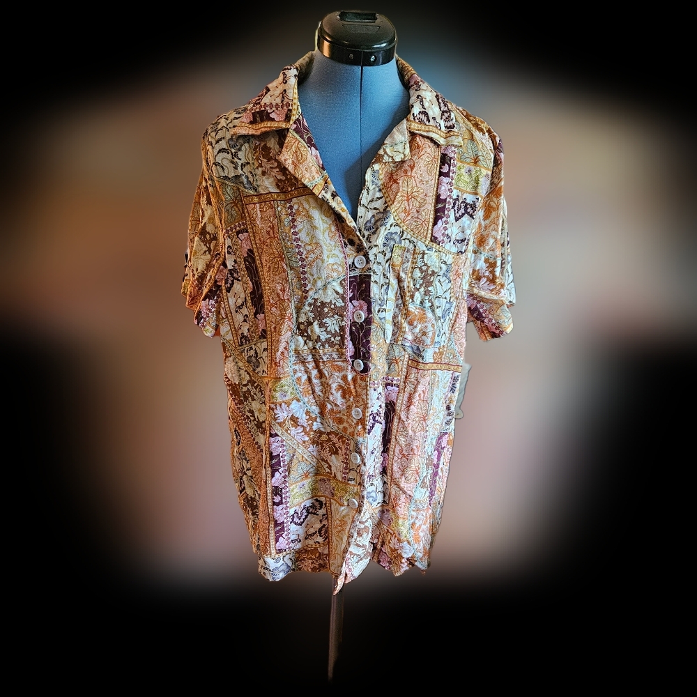 Cider 70's Paisley Button Up Short Sleeved Shirt